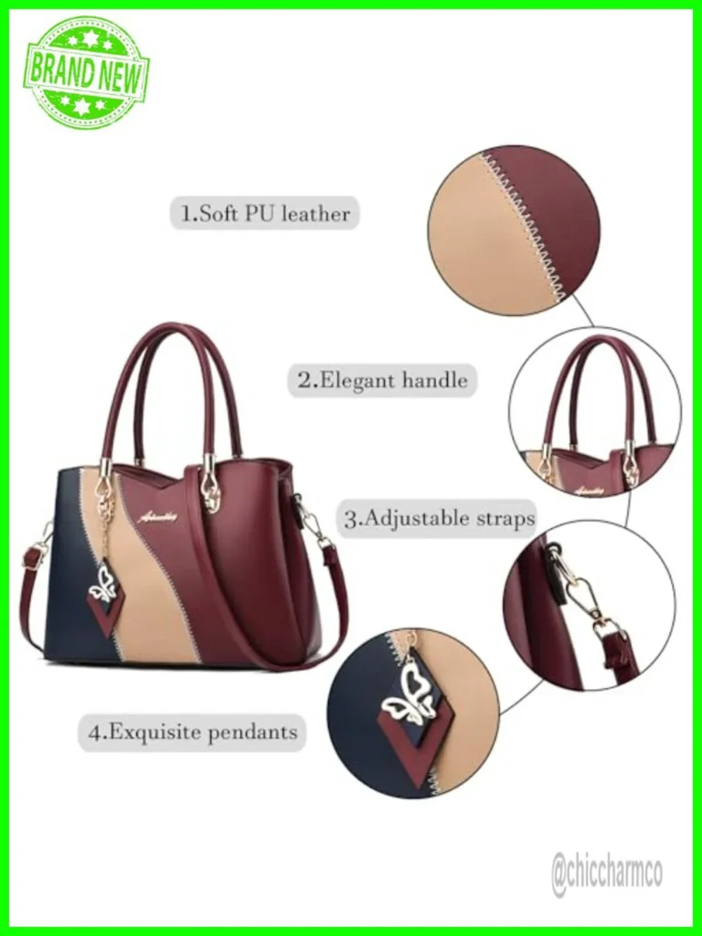 Women's Satchel Handbag Synthetic Leather Tote Crossbody Shoulder Bag